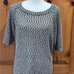 LOFT Black and White Patterned Blouse
